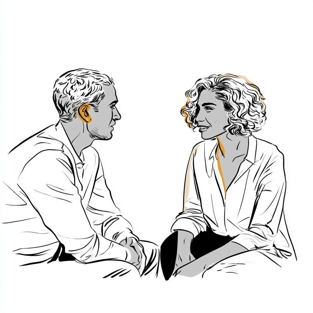 Two professionals in conversation demonstrating active listening